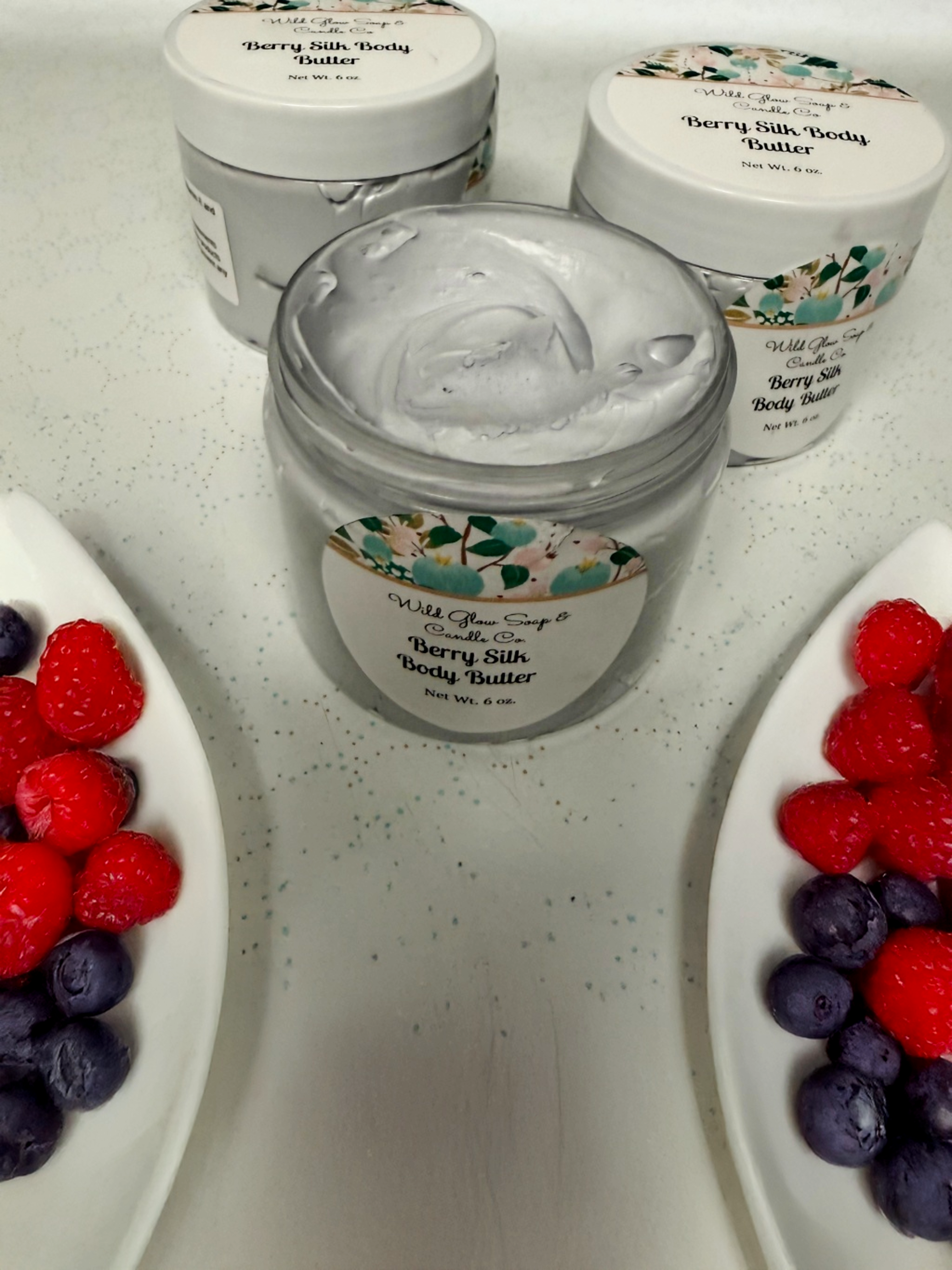 Premium Handcrafted Berry Silk Whipped Body Butter w/ Vitamin E - 6 oz. w/ Organic Oils