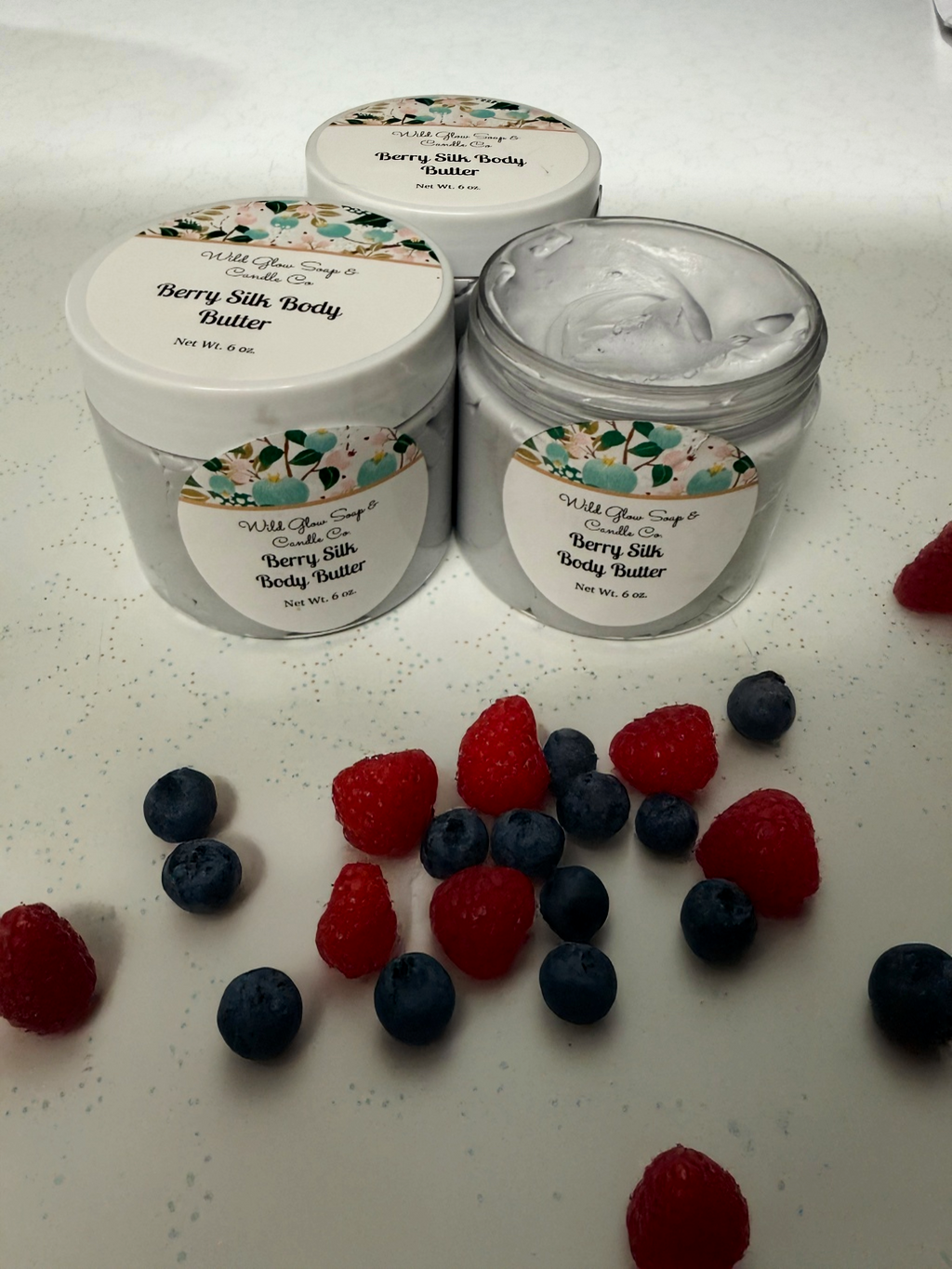Premium Handcrafted Berry Silk Whipped Body Butter w/ Vitamin E - 6 oz. w/ Organic Oils