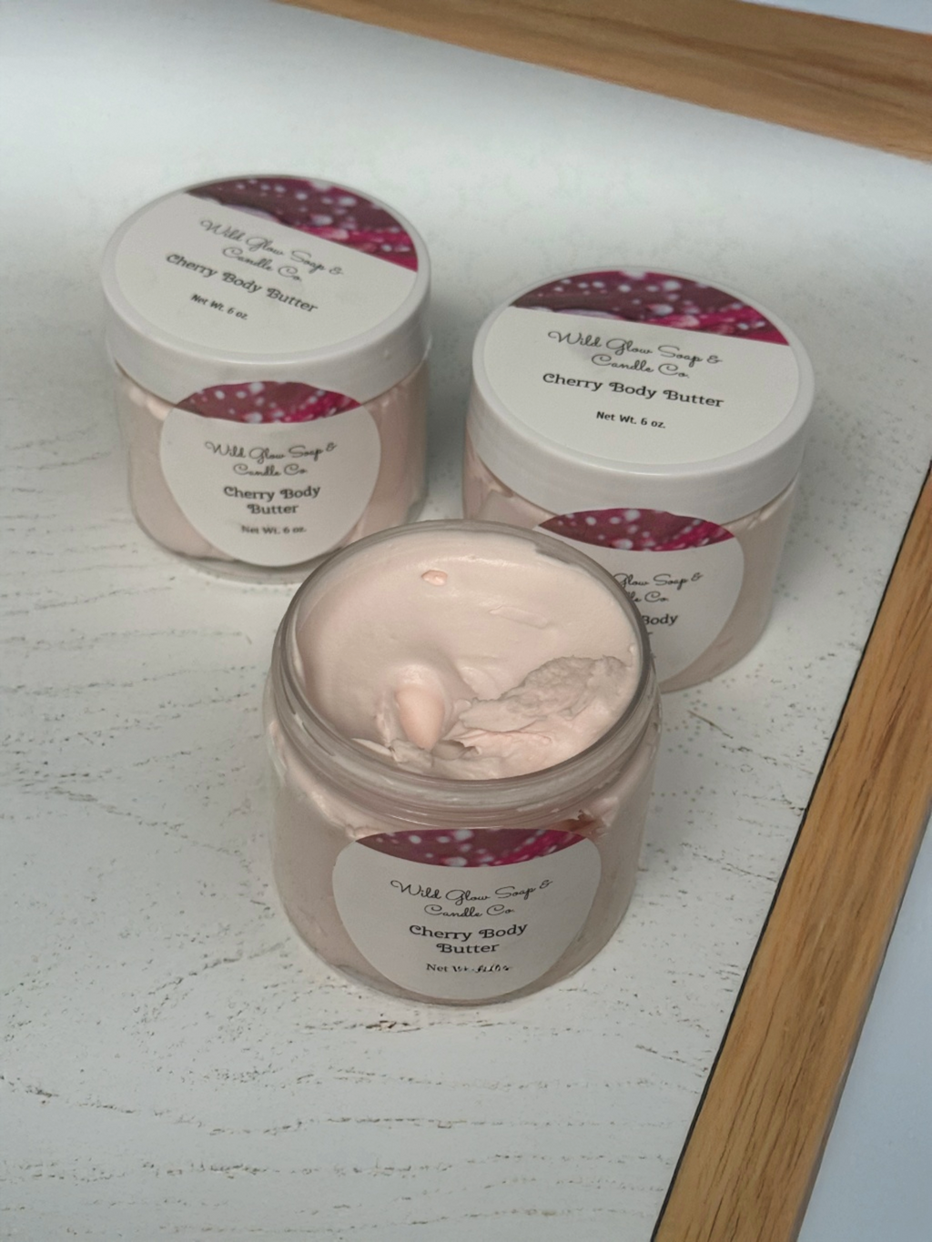 Handmade Cherry Whipped Body Butter w/ Vitamin E - 6 oz. w/ Organic Oils