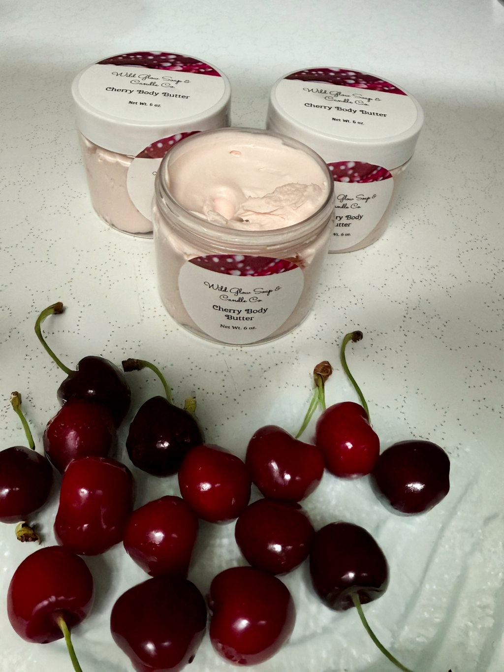 Handmade Cherry Whipped Body Butter w/ Vitamin E - 6 oz. w/ Organic Oils