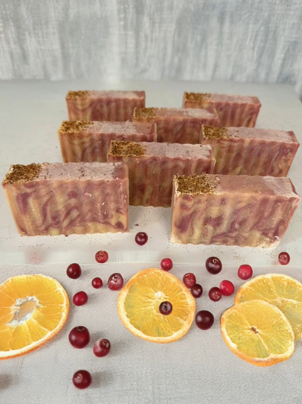 Frosted Cranberry Orange Swirl Soap Bar