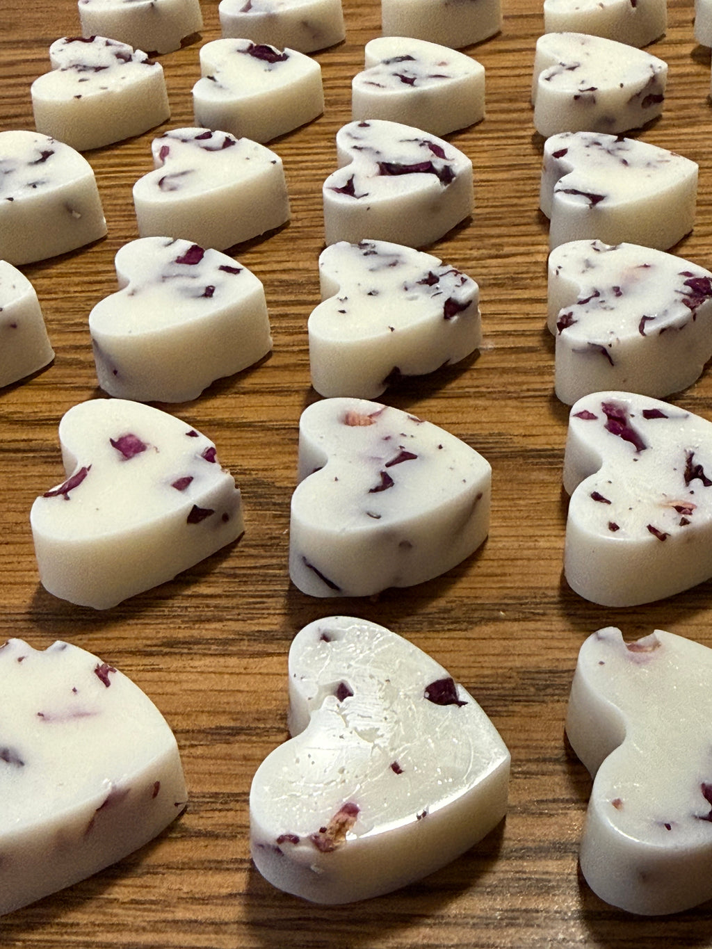 Handcrafted Organic Rose Vanilla Wax Melts w/ Rose Petals - 10 pack