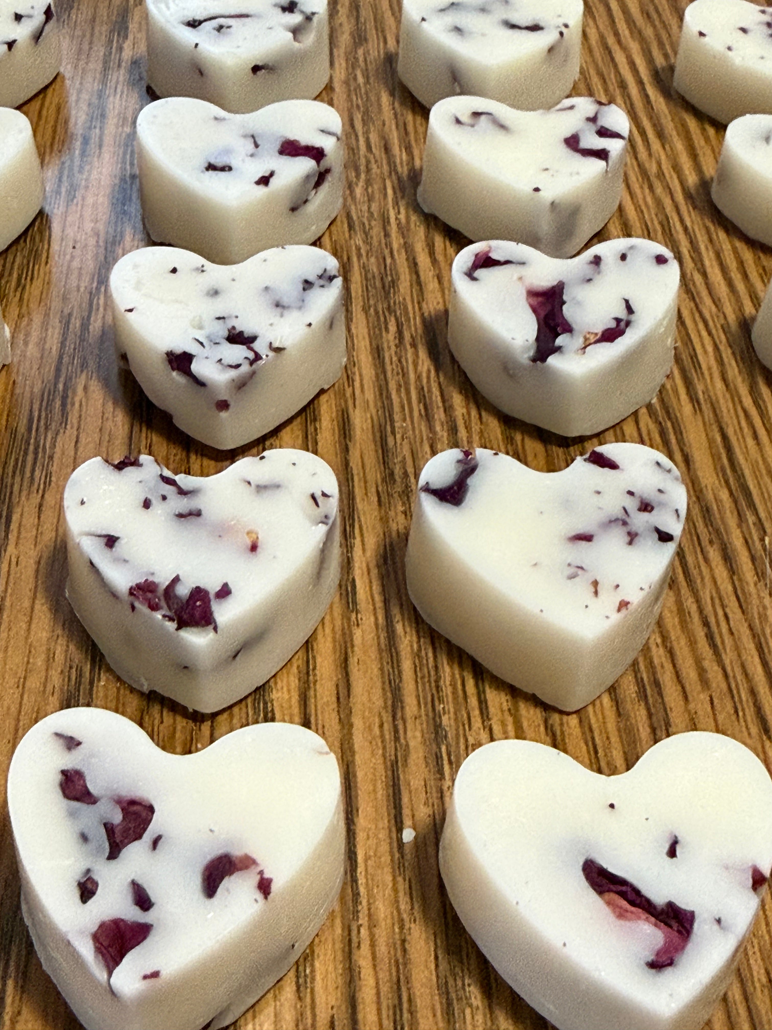 Handcrafted Organic Rose Vanilla Wax Melts w/ Rose Petals - 10 pack