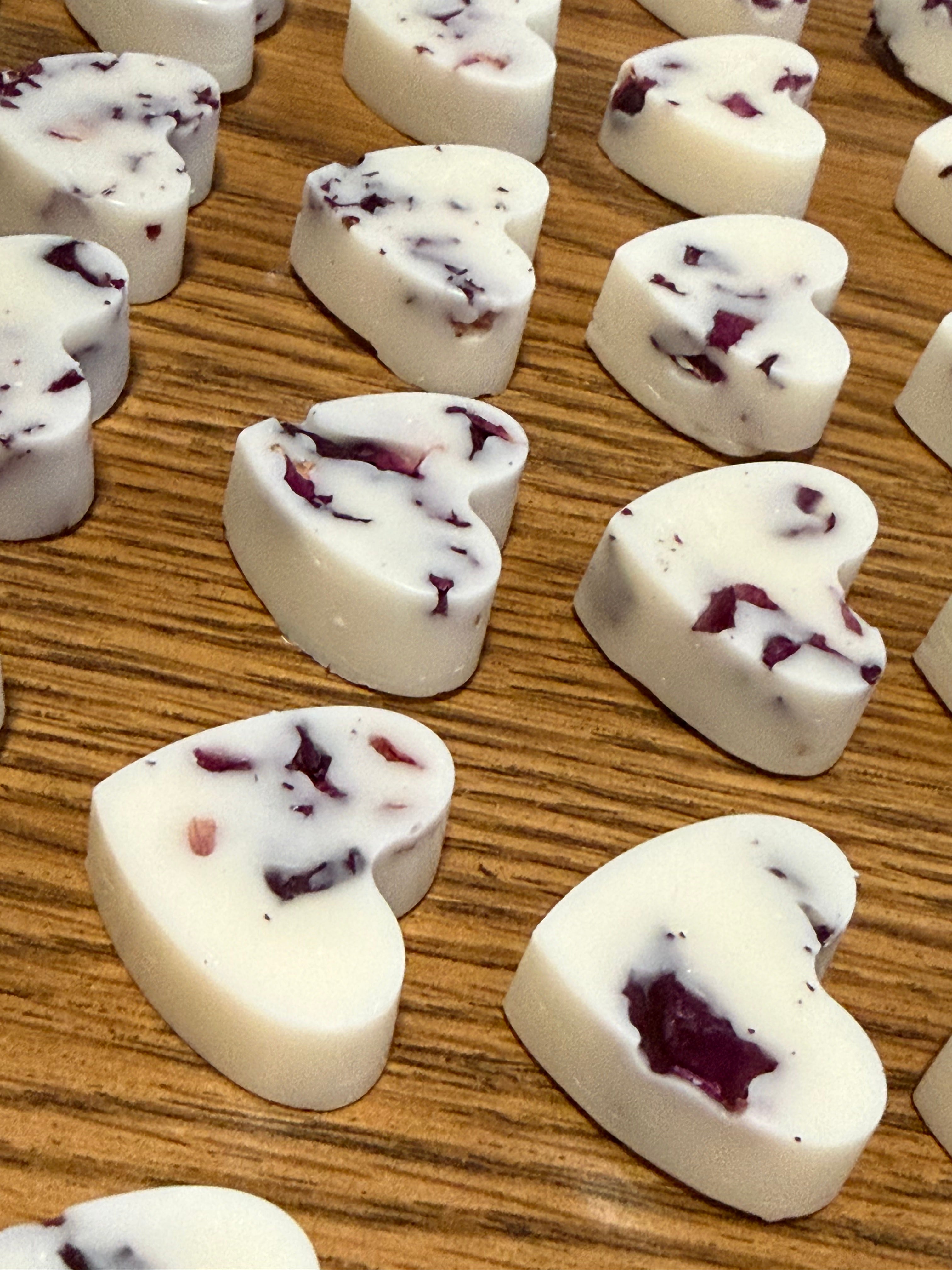 Handcrafted Organic Rose Vanilla Wax Melts w/ Rose Petals - 10 pack