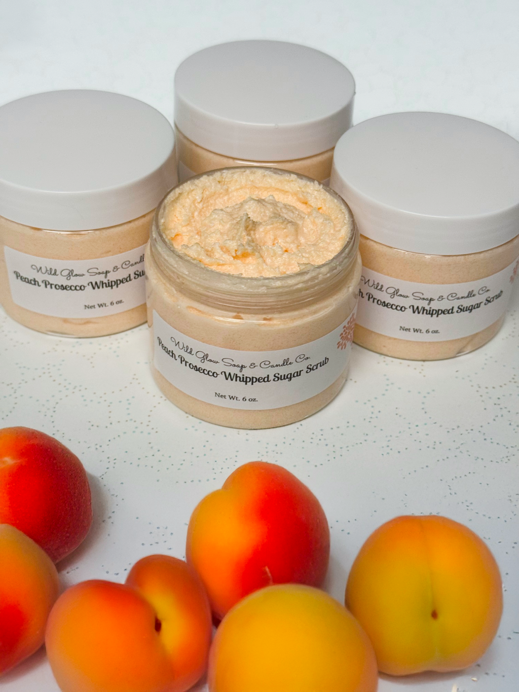 Premium Handmade Peach Prosecco Whipped Sugar Scrub w/ Organic Oils