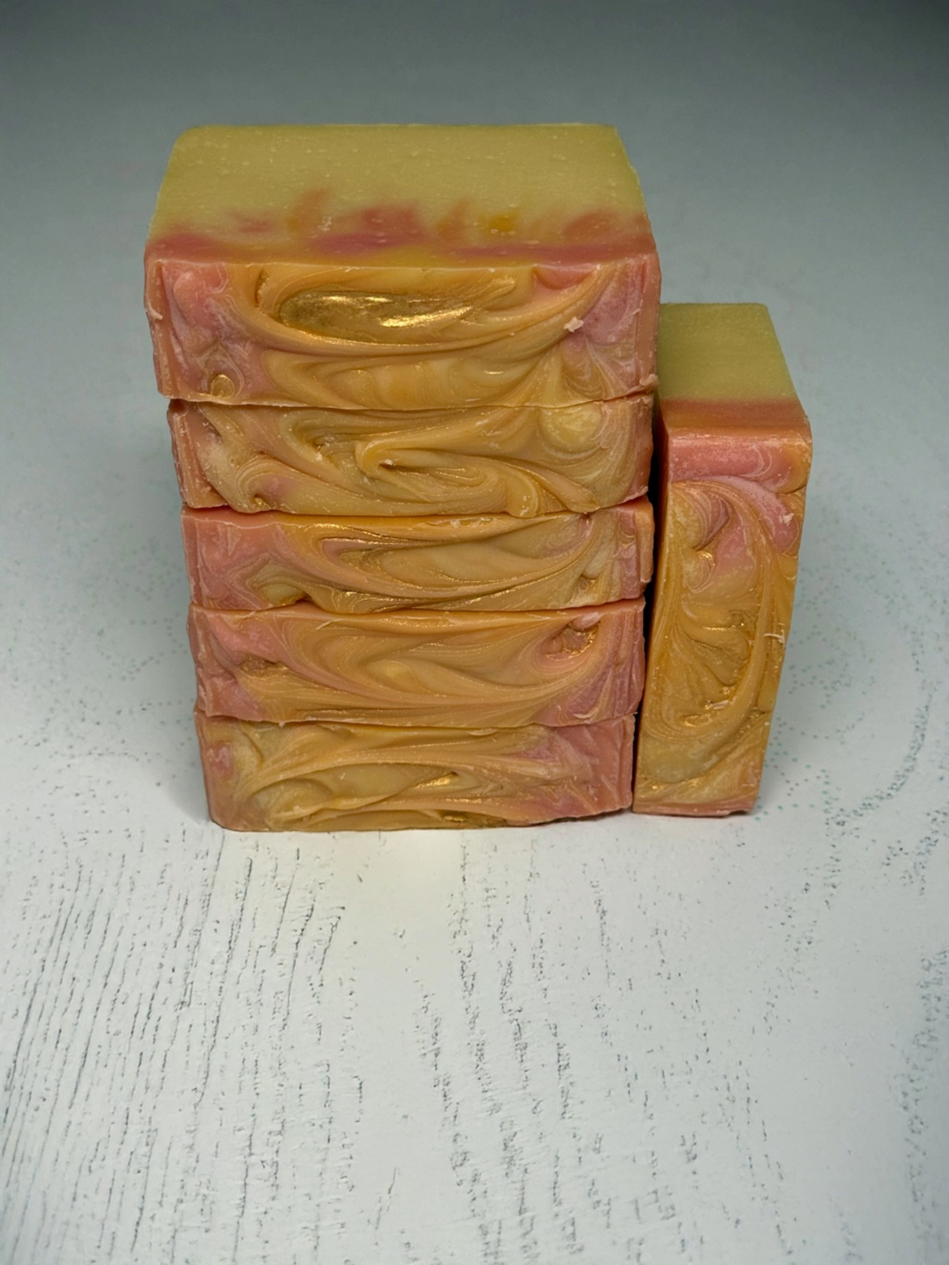 Premium Handcrafted Sparkling Peach Tallow Soap Bar w/ organic oils