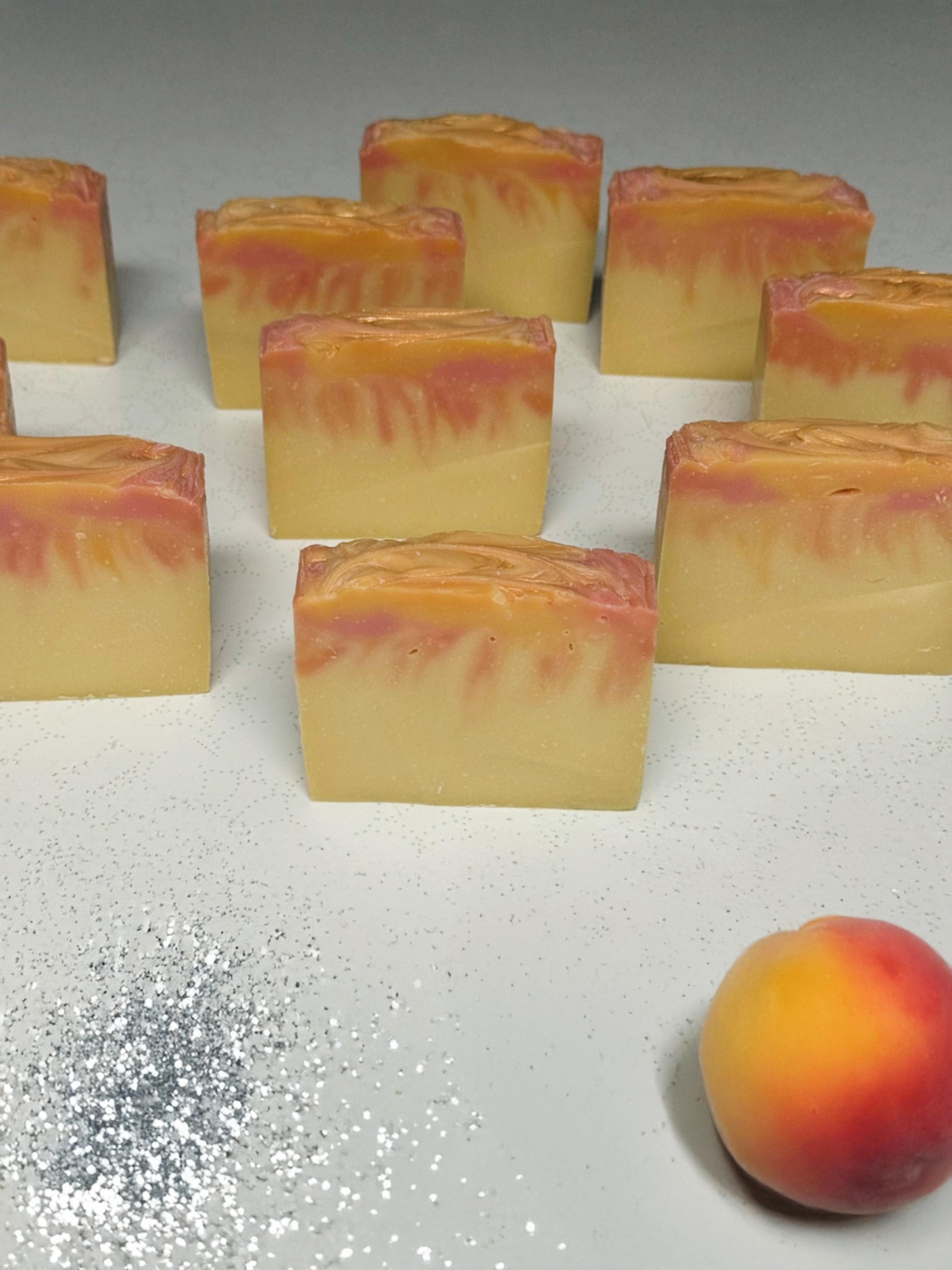 Premium Handcrafted Sparkling Peach Tallow Soap Bar w/ organic oils