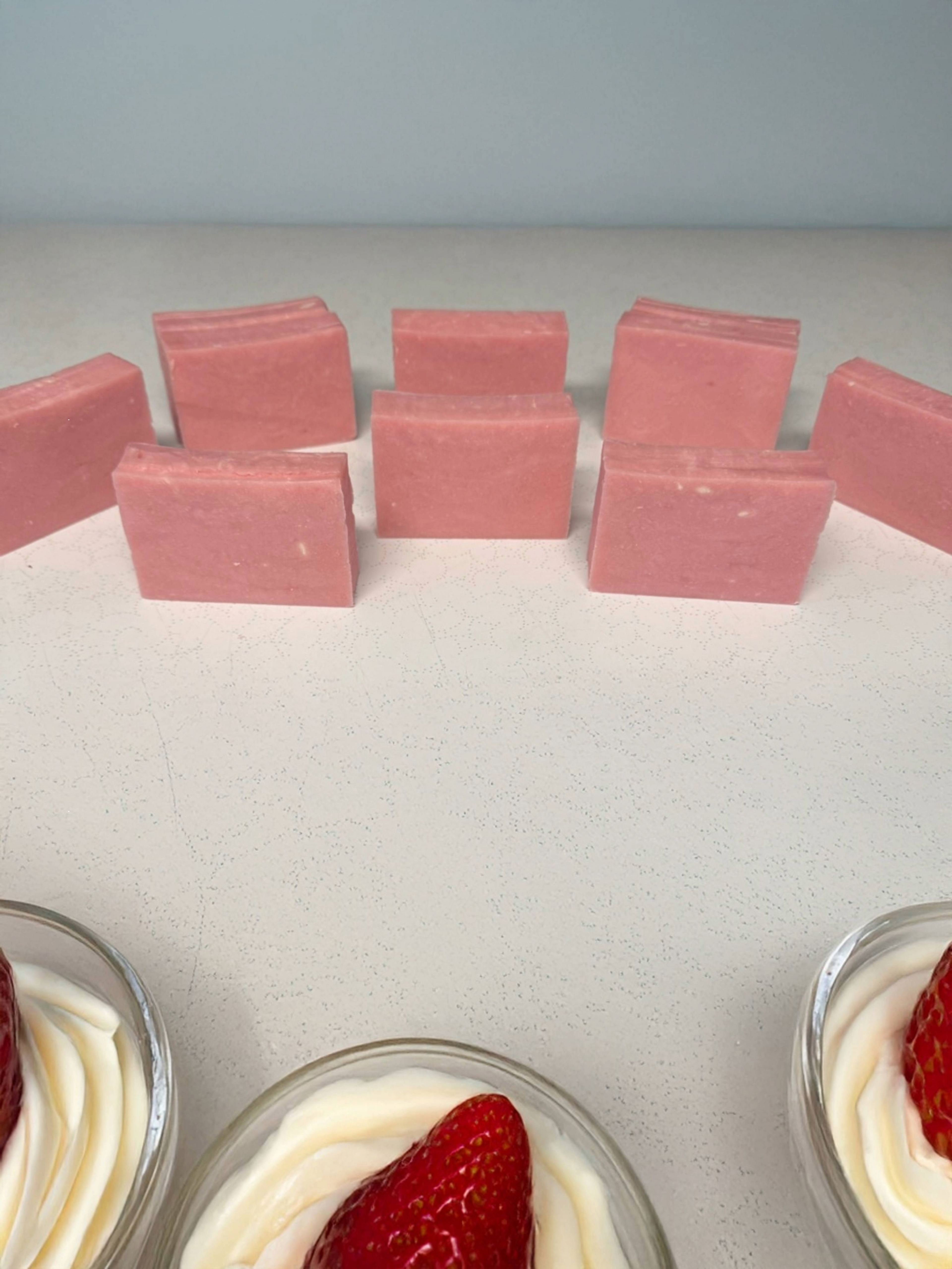Handcrafted Strawberries & Cream Tallow Soap Bar w/ Organic Oils